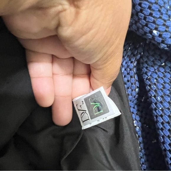 Diane Von Furstenberg Yvette Navy Painted Tweed A-Line Shift Dress Blue size 4 - Picture 6 of 8